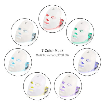 7 Colors LED Facial Mask Red Light Photon Therapy Anti Wrinkle Firming Skin Brightening Acne Treatment Skin Care Face LED Mask