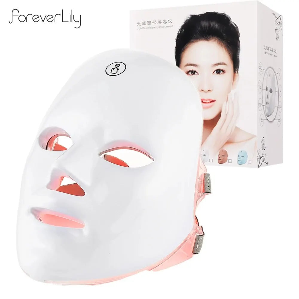 7 Colors LED Facial Mask Red Light Photon Therapy Anti Wrinkle Firming Skin Brightening Acne Treatment Skin Care Face LED Mask