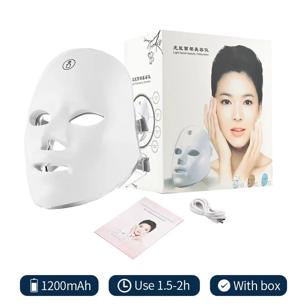 7 Colors LED Facial Mask Red Light Photon Therapy Anti Wrinkle Firming Skin Brightening Acne Treatment Skin Care Face LED Mask