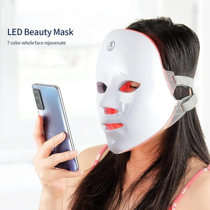 7 Colors LED Facial Mask Red Light Photon Therapy Anti Wrinkle Firming Skin Brightening Acne Treatment Skin Care Face LED Mask